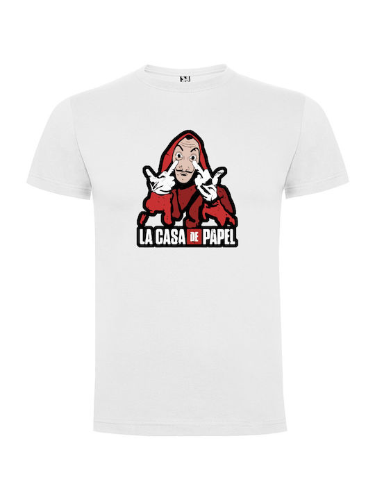 Tshirtakias T-shirt La Casa de Papel σε Λευκό χρώμα