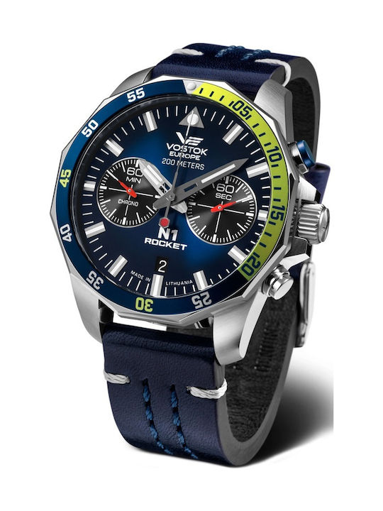 Vostok Europe Rocket N1 Men's Watch Battery with Blue Leather Strap