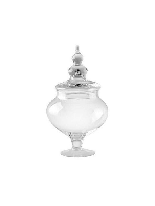 ArteLibre Vintage Glass Sweet Jar with Lid and Foot 13x13x30cm Transparent