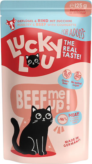 Lucky Lou LifeStage Υγρή Τροφή για Ενήλικες Γάτες σε Φακελάκι με Βοδινό και Πουλερικά χωρίς Σιτηρά 125gr