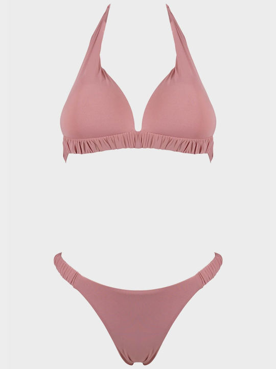 G Secret Padded Bikini Set Triangle Top & Slip Bottom Pink