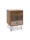 Boho Ξύλινα Bedside Tables with Metallic Legs 2pcs 40x40x59cm