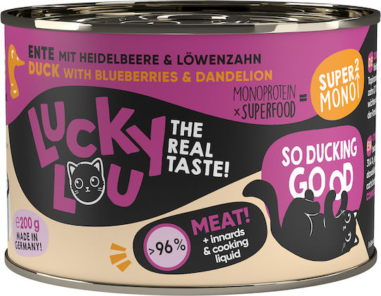 Lucky Lou SuperMono Wet Food for Adult Cats in Cans with Duck Grain-Free 200gr