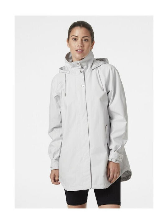 Valentina Women's for Hiking Long Parka Jacket Waterproof for Spring or Autumn with Hood Gray