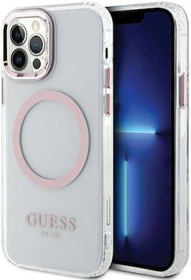 Guess Plastic / Metallic Back Cover Pink (iPhone 12 / 12 Pro)