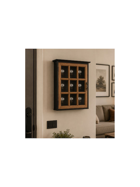 Wooden Wall Key Holder 9 Hooks 30x10x40cm
