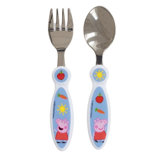 Stor Baby Set with Fork made of Metal Light Blue 2pcs