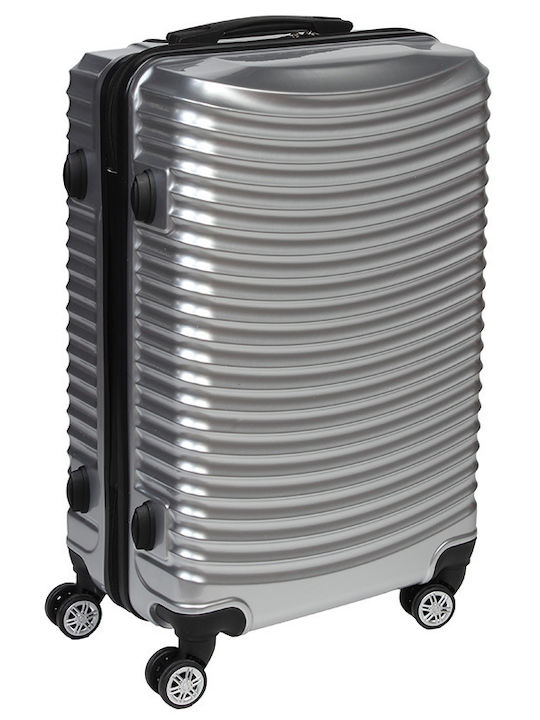 Keskor Medium Hard Silver Suitcase With 4 Wheels Height 66cm