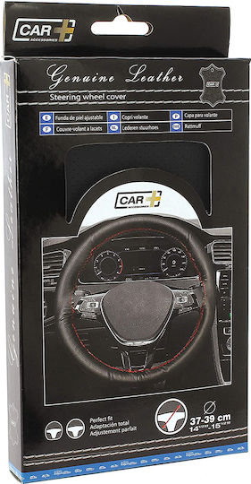 Sumex Car Steering Wheel Cover Tailored with Diameter 37-39cm Leather Black with Black Stitching