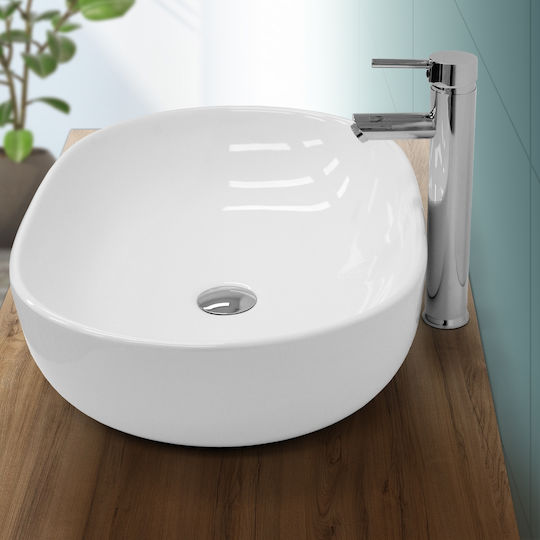 ECD Germany Επικαθήμενος Νιπτήρας Κεραμικός 60x42x14.5cm Λευκός ECD Germany Επικαθήμενος Νιπτήρας Κεραμικός 60x42x14.5cm Λευκός
