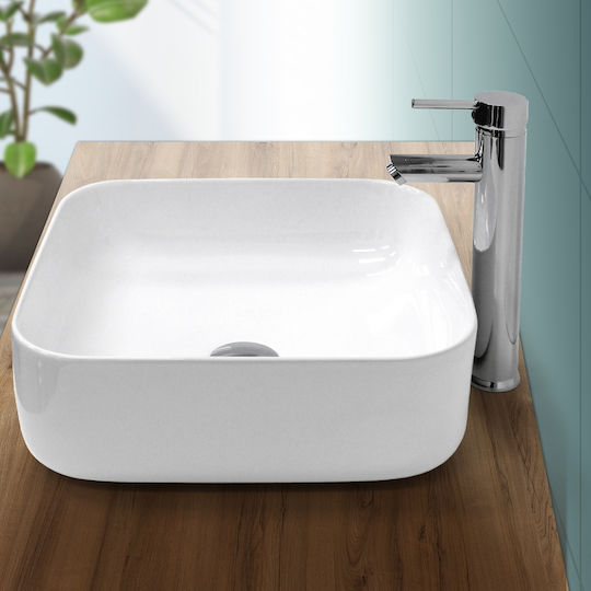 ECD Germany Επικαθήμενος Νιπτήρας Κεραμικός 39x39x14cm Λευκός