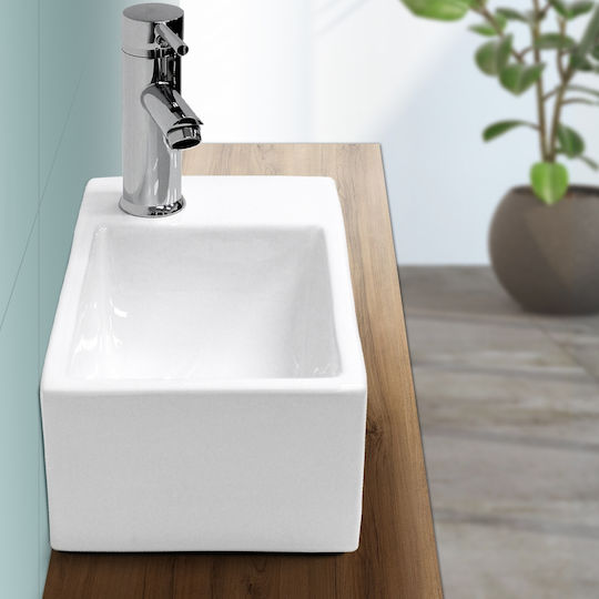 ECD Germany An der Wand montiert Aufgesetztes Waschbecken Keramik 35x20.5x12.5cm Weiß