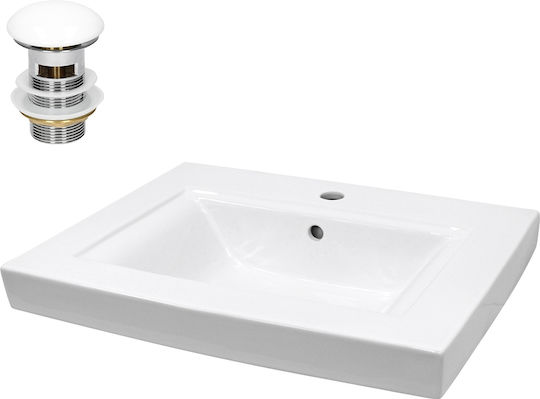 ECD Germany Επικαθήμενος Νιπτήρας Κεραμικός 60.5x46.5x16cm Λευκός