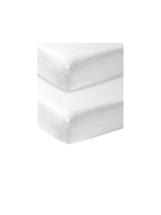 Meyco Baby Sheets Set Crib Cotton Fitted White 60x120cm 2pcs