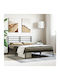 Double Metal Bed Black with Slats for Mattress 150x200cm