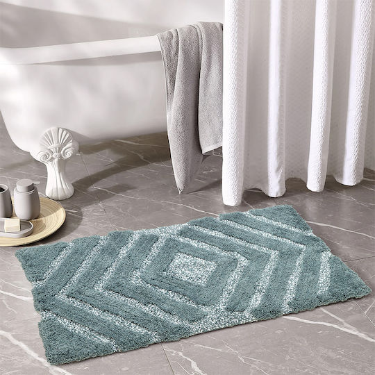Lino Home Неслизащо Бански килим Памук Правоъгълена Vengo 2500000761 Teal 60x100бр