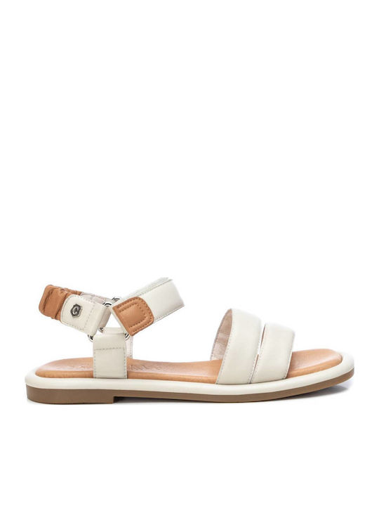Leather Women's Flat Sandals with Strap Ice