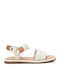 Leather Women's Flat Sandals with Strap Ice