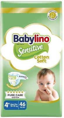 Babylino Scutece cu bandă adezivă Cotton Soft Sensitive Nr. 4+ pentru 10-15 kgkg 46buc