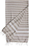 Beach Towel Cotton Beige with Fringes 170x90cm.