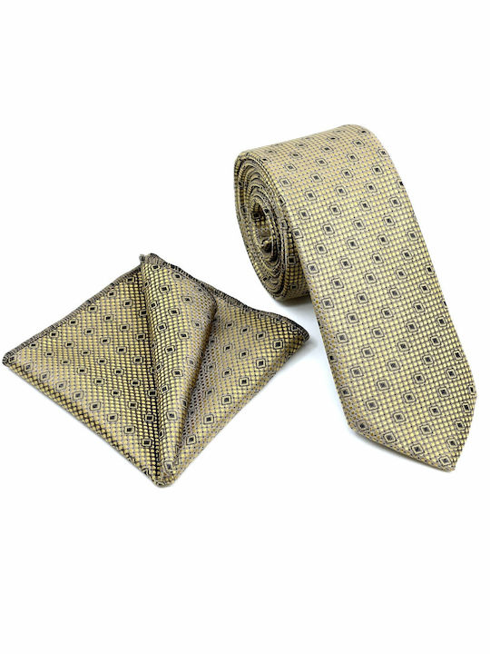 Legend Accessories Ανδρική Γραβάτα με Σχέδια σε Μπεζ Χρώμα