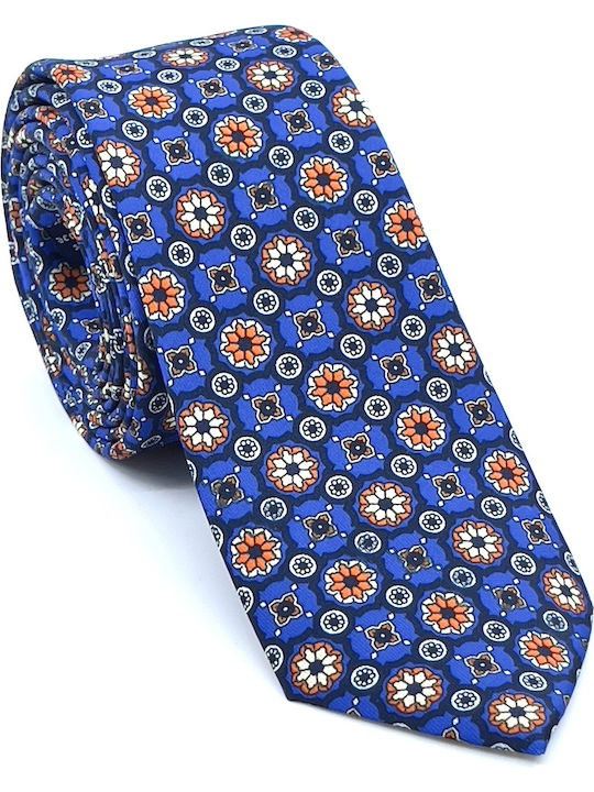 Legend Accessories Ανδρική Γραβάτα Μεταξωτή με Σχέδια σε Μπλε Χρώμα