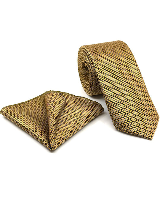 Legend Accessories Herren Krawatten Set Monochrom in Gold Farbe