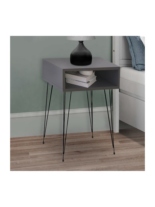 Scott Wooden Bedside Table Gray 40x30x60cm