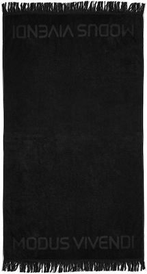 Modus Vivendi Beach Towel Cotton Black with Fringes 180x100cm.