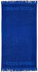 Modus Vivendi Strandtuch Baumwolle Blau mit Fransen 180x100cm.