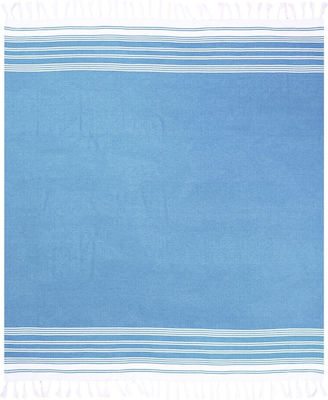 Aquablue Beach Towel Cotton Light Blue with Fringes 240x210cm.