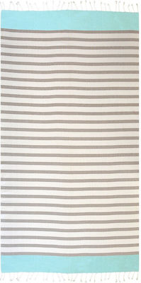 Aquablue Beach Towel Cotton Light Blue with Fringes 180x90cm.