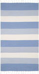 Aquablue Blue Cotton Beach Towel with Fringes 180x90cm