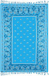 Aquablue Beach Towel Pareo Light Blue with Fringes 185x115cm.