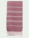 NODO Burgundy Cotton Beach Pareo with Fringes 180x95cm