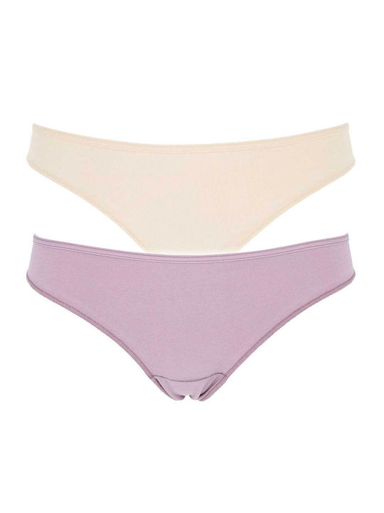 Cotonella Cotton Women's Brazil 2Pack with Lace Lilac