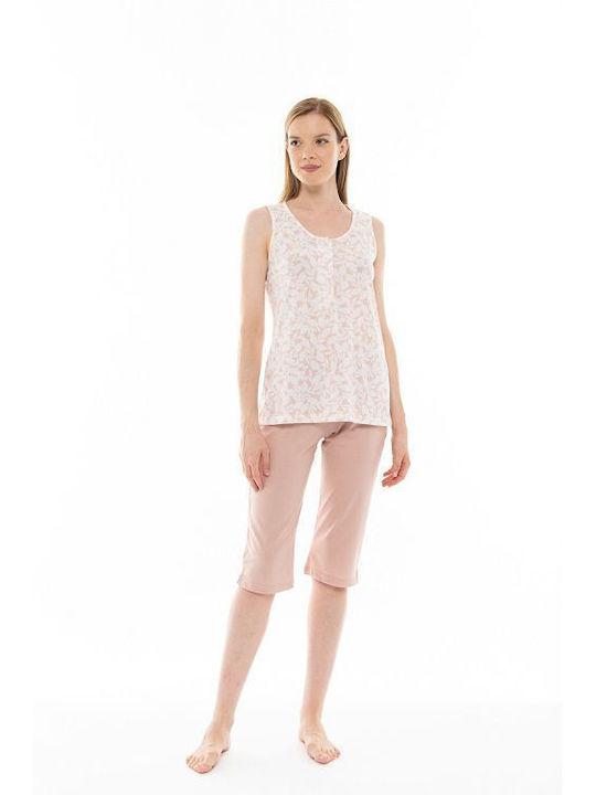 Pink Label Sommer Damen Pyjama-Set Rosa