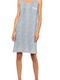 Pink Label Summer Cotton Women's Nightdress Light Blue