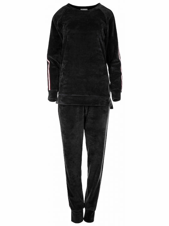 Pink Label Winter Women's Pyjama Set Cotton Black