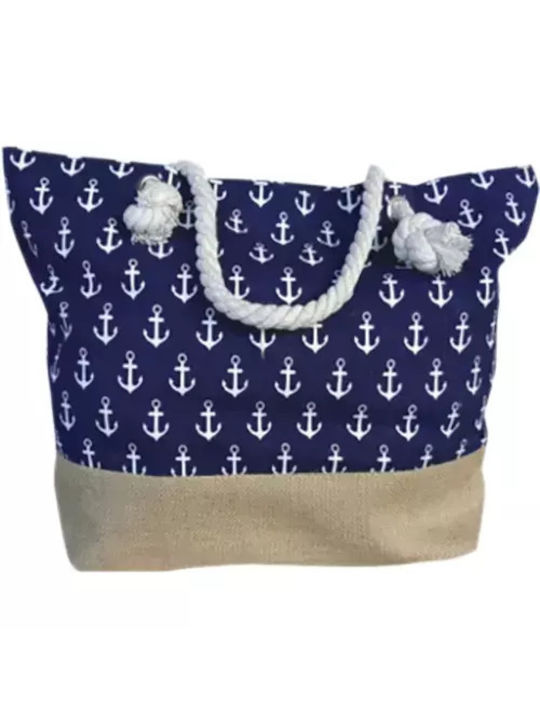 Majorca Stoff Strandtasche mit Muster Verankerung Blau