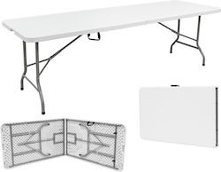 Inca Aluminum Foldable Table for Camping in Case 244x76x74cm White