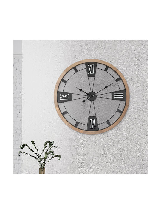 Wall Clock Wooden Gray Ø70cm