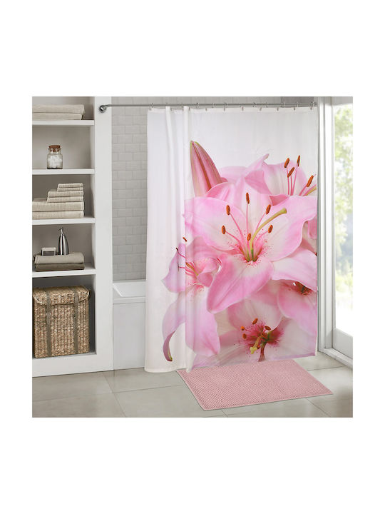 Lino Home Blossia Κουρτίνα Μπάνιου 180x200cm Ροζ