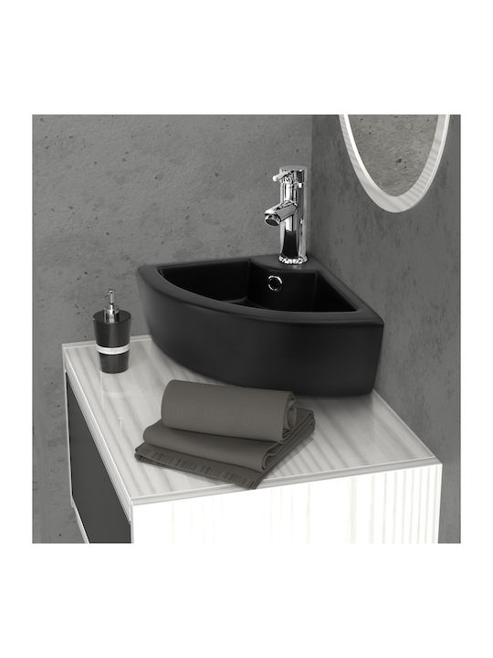 ML-Design Επικαθήμενος Νιπτήρας Κεραμικός 46x33x13cm Μαύρος