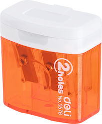 Deli Plastic Double Sharpener Orange