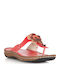 Leder Flache Sandalen für Damen Anatomisch in Rot Farbe