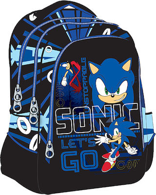 Gim Sonic The Hedgehog Classic Σχολική Τσάντα Πλάτης Δημοτικού σε Μαύρο χρώμα