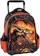 Graffiti Dragon School Bag Trolley Kindergarten Orange with Water Bottle Holder