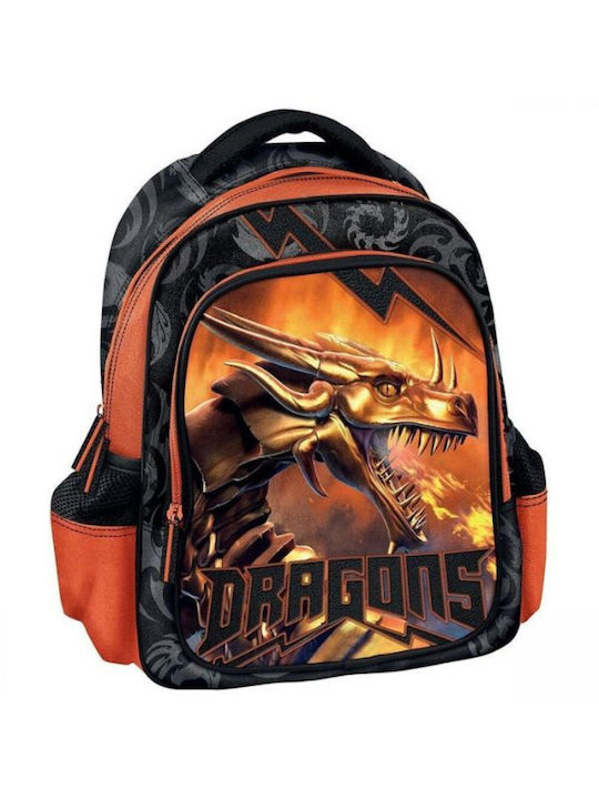 Graffiti Dragon School Bag Backpack Kindergarten in Orange color