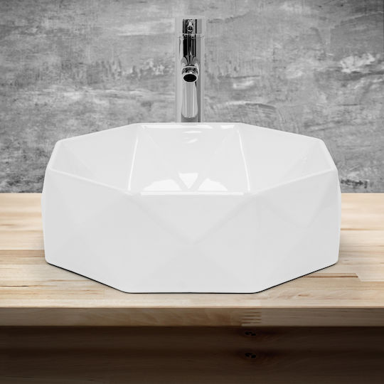 ML-Design Επικαθήμενος Νιπτήρας Κεραμικός 42x42x13.5cm Λευκός ML-Design Επικαθήμενος Νιπτήρας Κεραμικός 42x42x13.5cm Λευκός
